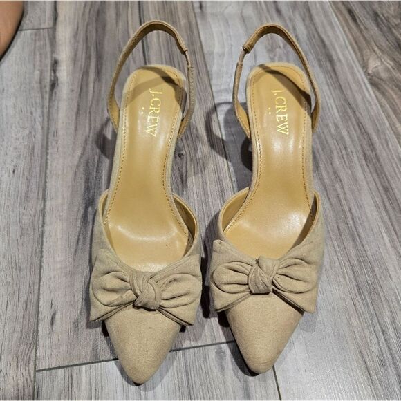 J.Crew $128 Bow Kitten sling back Heels in Sandstone Size 5 BW884 - Picture 11 of 13